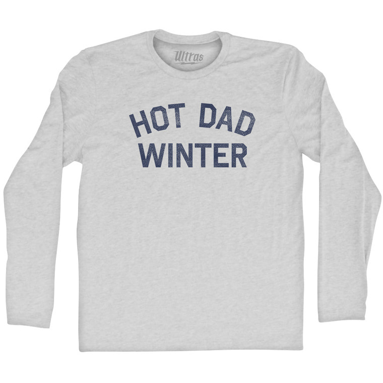 Hot Dad Winter Adult Cotton Long Sleeve T-shirt - Grey Heather