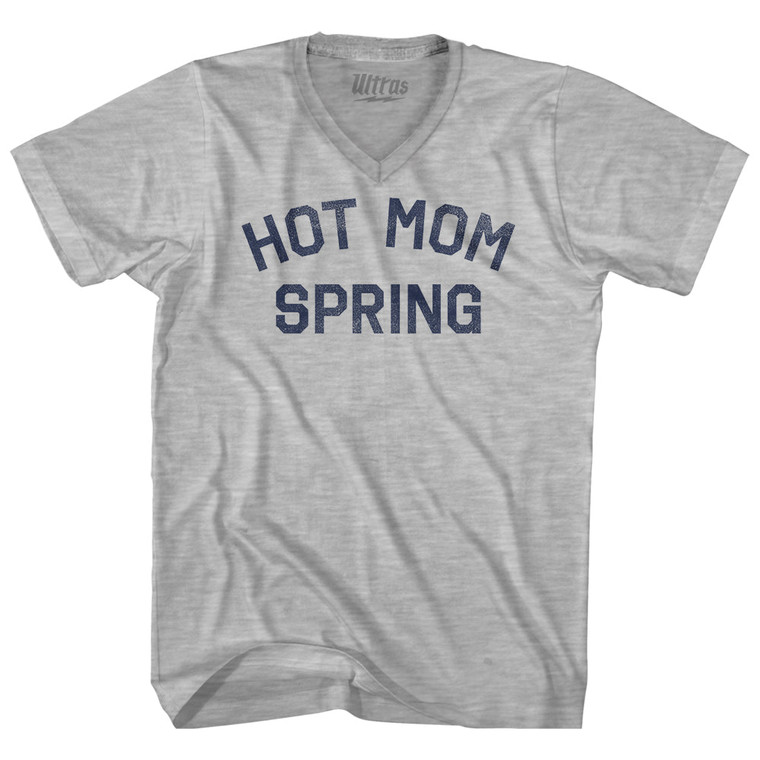 Hot Mom Spring Adult Cotton V-neck T-shirt - Grey Heather