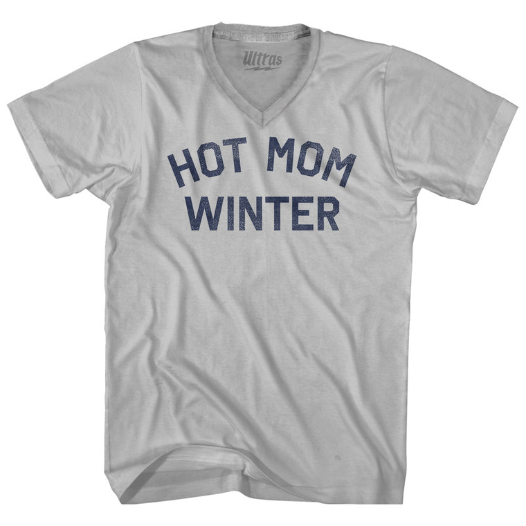 Hot Mom Winter Adult Tri-Blend V-neck T-shirt - Cool Grey