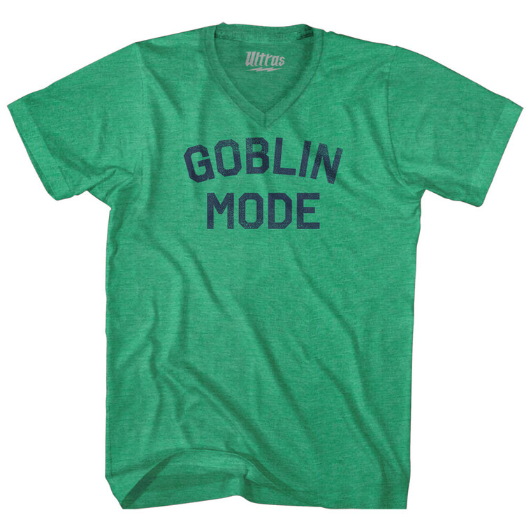 Goblin Mode Adult Tri-Blend V-neck T-shirt - Athletic Green