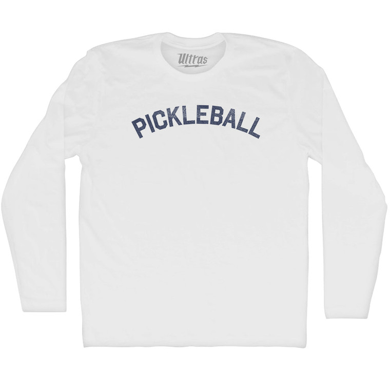 Pickleball Adult Cotton Long Sleeve T-shirt - White