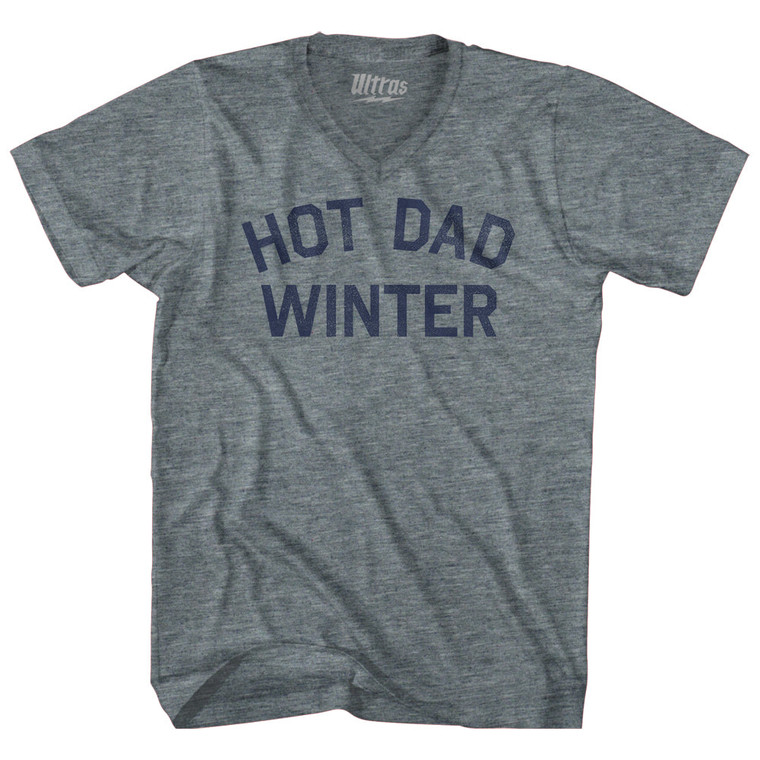 Hot Dad Winter Tri-Blend V-neck Womens Junior Cut T-shirt - Athletic Grey
