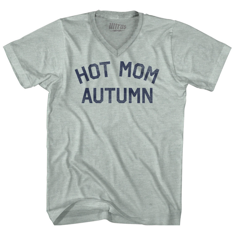 Hot Mom Autumn Adult Tri-Blend V-neck T-shirt - Athletic Cool Grey