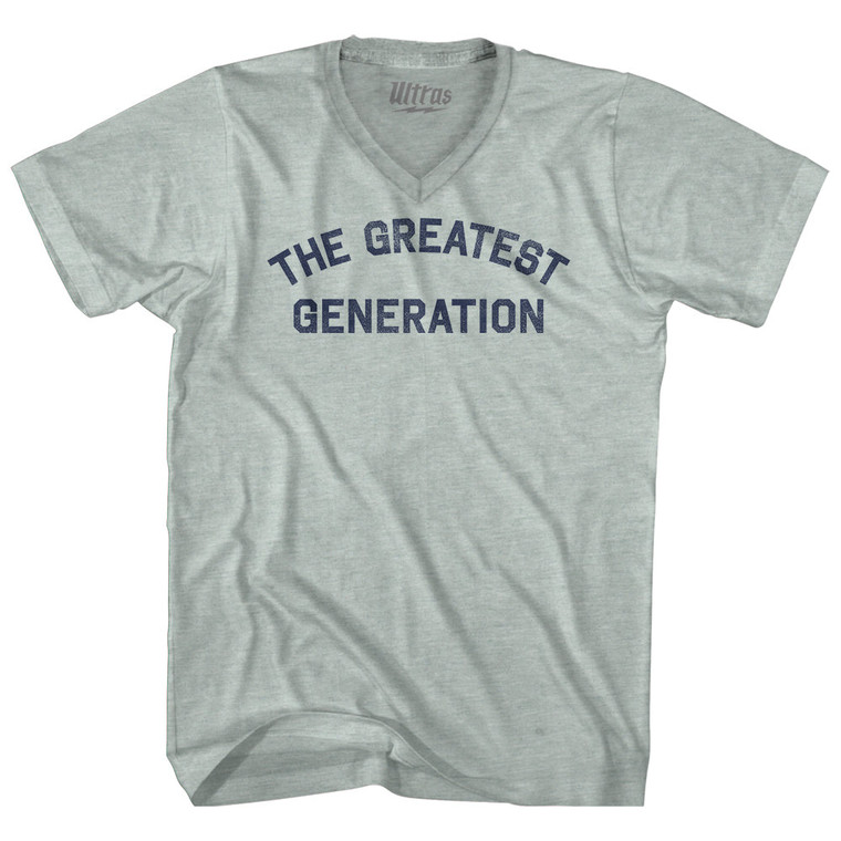 The Greatest Generation Adult Tri-Blend V-neck T-shirt - Athletic Cool Grey