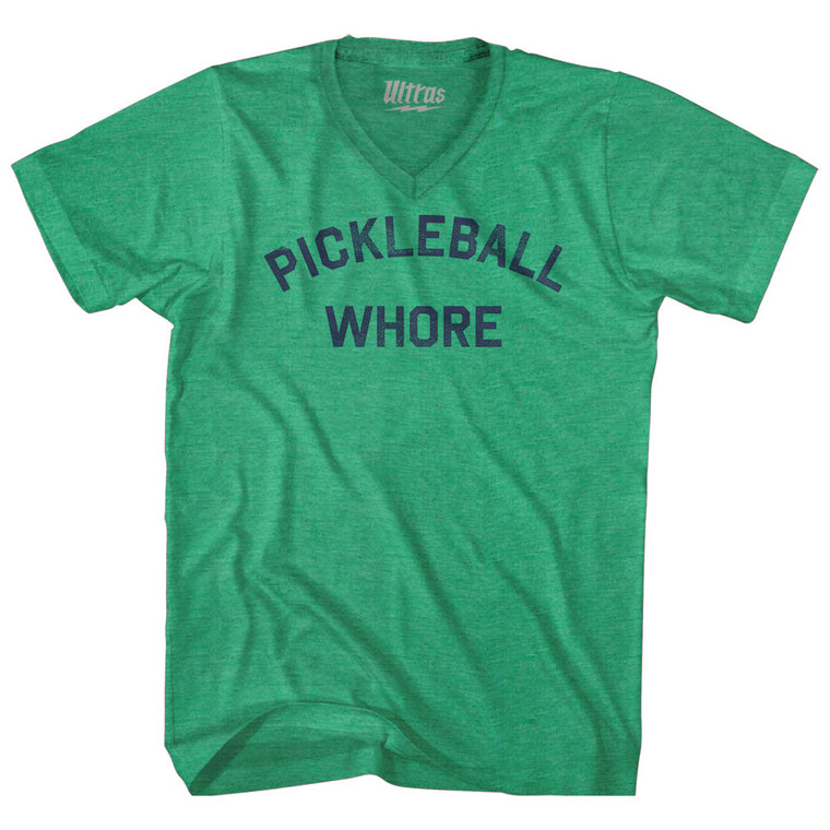Pickleball Whore Adult Tri-Blend V-neck T-shirt - Athletic Green