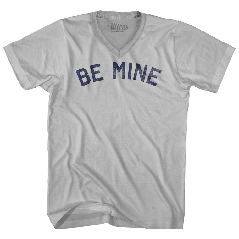 Be Mine Valentine's Day Adult Tri-Blend V-neck T-shirt - Cool Grey