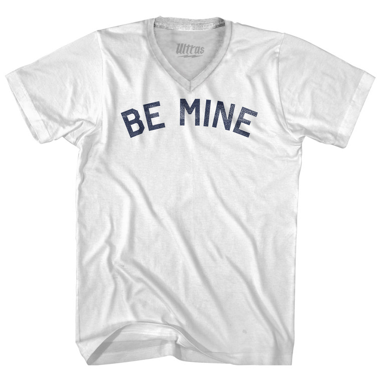 Be Mine Valentine's Day Adult Tri-Blend V-neck T-shirt - White