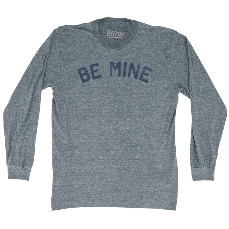 Be Mine Valentine's Day Adult Tri-Blend Long Sleeve T-shirt - Athletic Grey