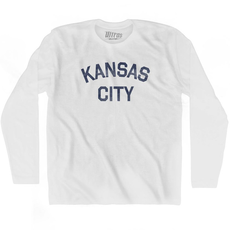 Kansas City Adult Cotton Long Sleeve T-Shirt - White