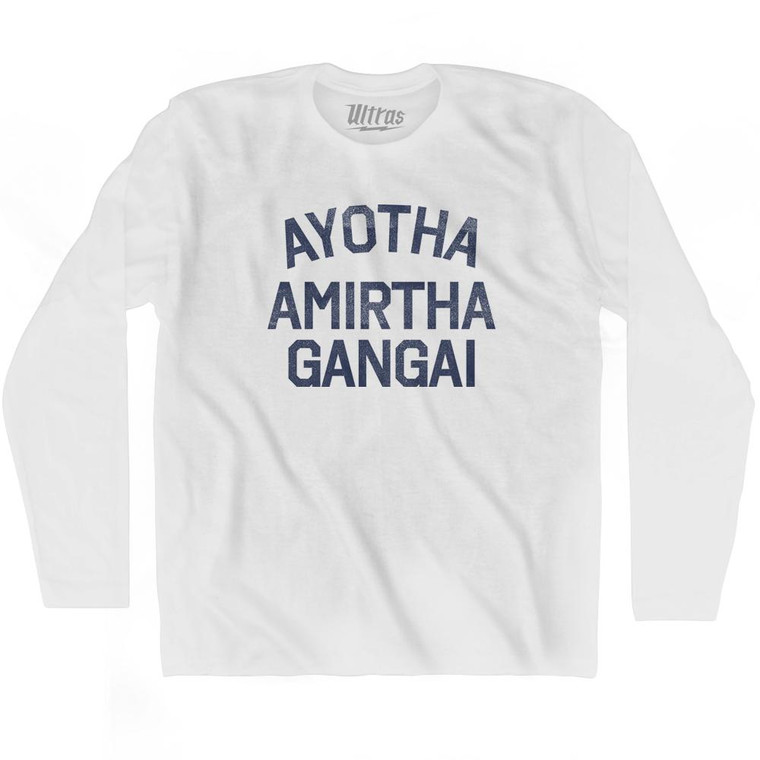 Ayotha Amirtha Gangai Adult Cotton Long Sleeve T-Shirt - White