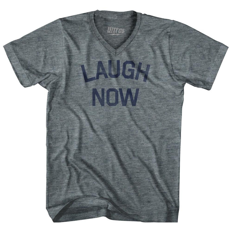 Laugh Now Tri-Blend V-Neck Womens Junior Cut T-Shirt - Athletic Grey