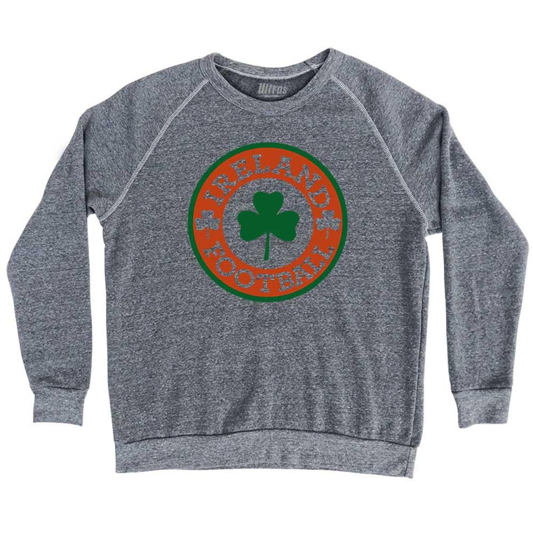 Ireland Football Clover Adult Tri-Blend Sweatshirt - Athletic Grey