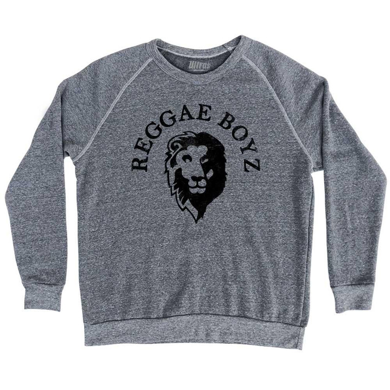 Jamaica Lion Reggae Boyz Adult Tri-Blend Sweatshirt - Athletic Grey