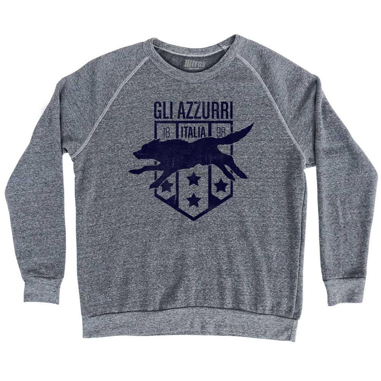 Italy Azzuri Wolf Adult Tri-Blend Sweatshirt - Athletic Grey