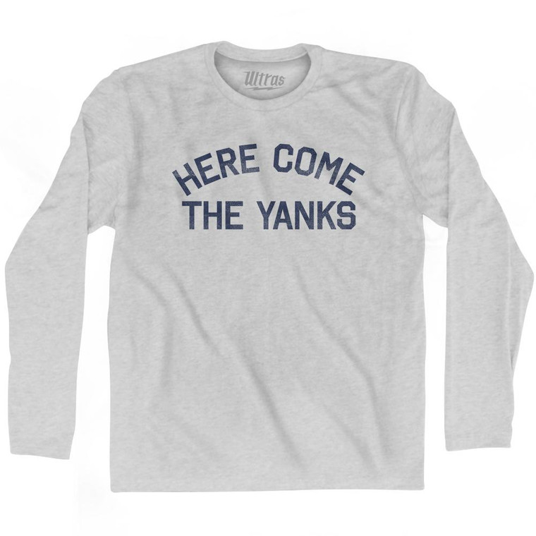 Here Come The Yanks Adult Cotton Long Sleeve T-Shirt - Grey Heather