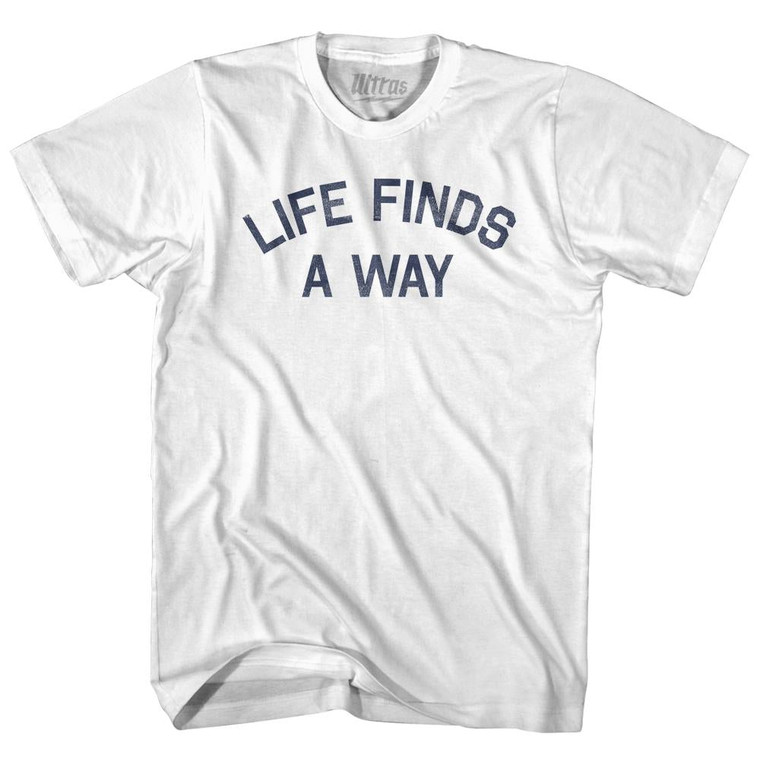 Life Finds A Way Adult Cotton T-Shirt - White