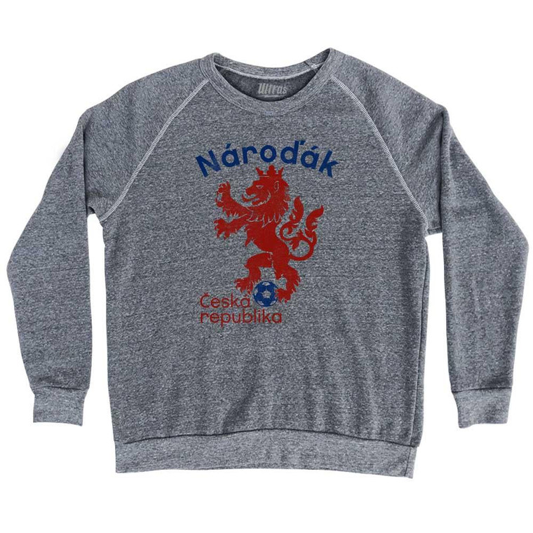 Czech Republic Narodak Lion Adult Tri-Blend Sweatshirt - Athletic Grey