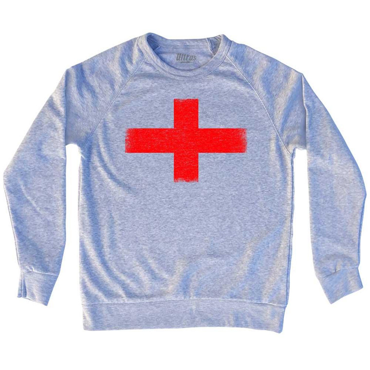England Flag Adult Tri-Blend Sweatshirt - Heather Grey