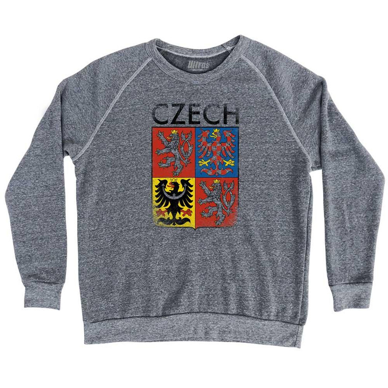 Czech Crest Adult Tri-Blend Sweatshirt - Athletic Grey