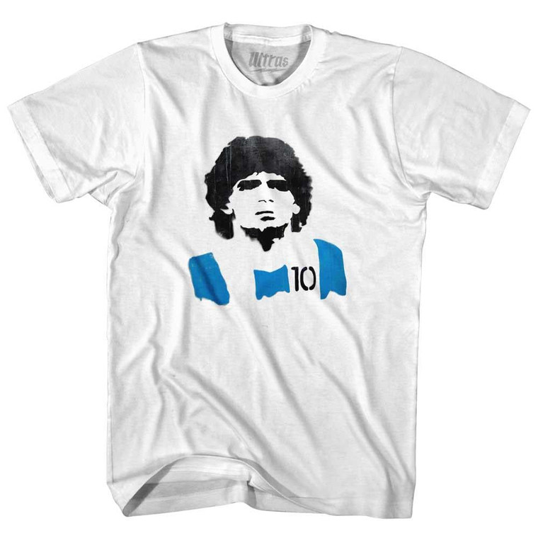 Diego Maradona 10 Mural Womens Cotton Junior Cut T-Shirt - White
