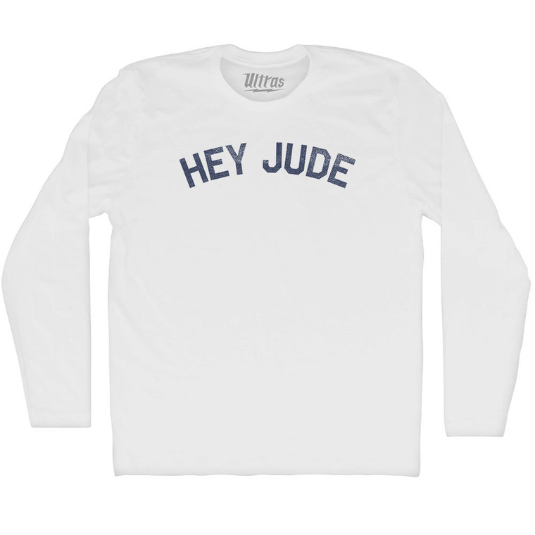Hey Jude Adult Cotton Long Sleeve T-shirt - White