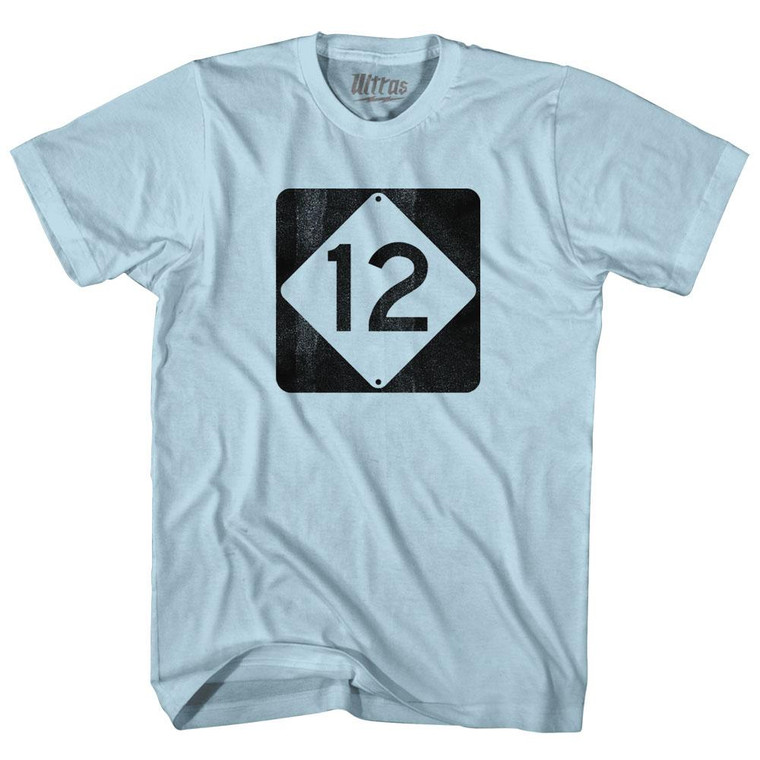 North Carolina Highway Road Sign 12 Adult Cotton T-Shirt - Light Blue