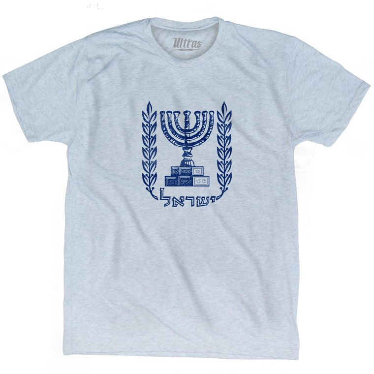 Israel Coat Of Arms Adult Tri-Blend T-Shirt - Athletic White