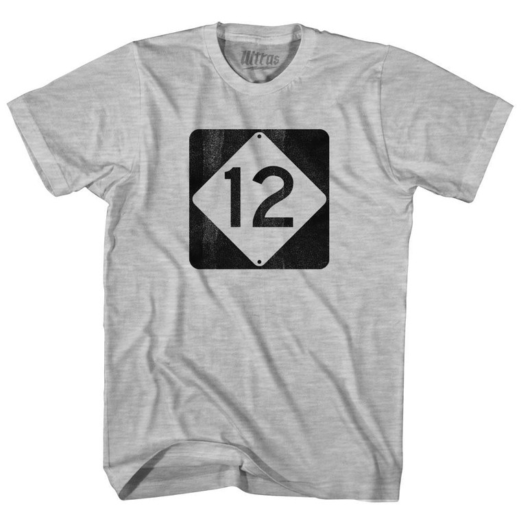 North Carolina Highway Road Sign 12 Adult Cotton T-Shirt - Grey Heather