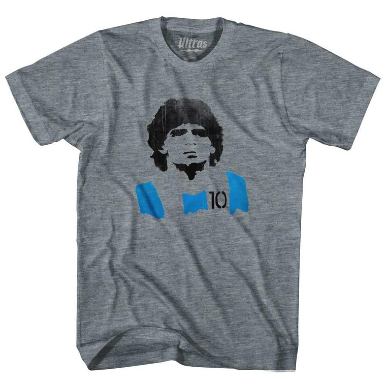 Diego Maradona 10 Mural Womens Tri-Blend Junior Cut T-Shirt - Athletic Grey
