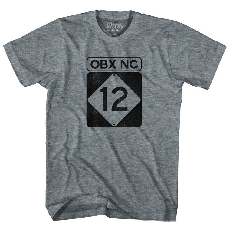 North Carolina Outer Banks Road Sign Obx Nc 12 Womens Tri-Blend Junior Cut T-Shirt - Athletic Grey