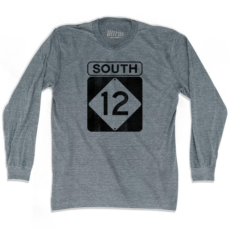 North Carolina Outer Banks Road Sign South 12 Adult Tri-Blend Long Sleeve T-Shirt - Athletic Grey