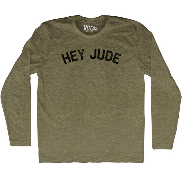 Hey Jude Adult Tri-Blend Long Sleeve T-shirt - Military Green