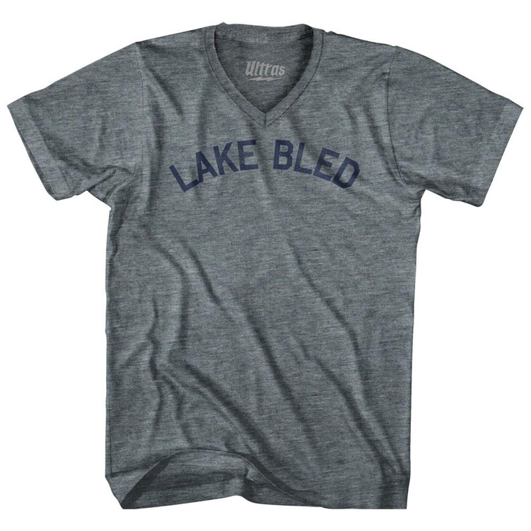 Lake Bled Tri-Blend V-Neck Womens Junior Cut T-Shirt - Athletic Grey