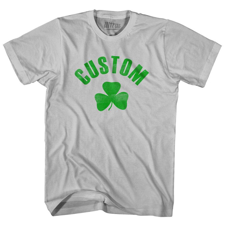 Custom Shamrock Adult Cotton T-Shirt - Cool Grey