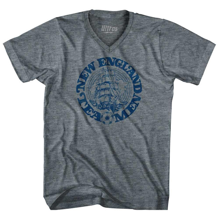 New England Tea Men Adult Tri-Blend V-Neck Soccer T-shirt - Athletic Grey