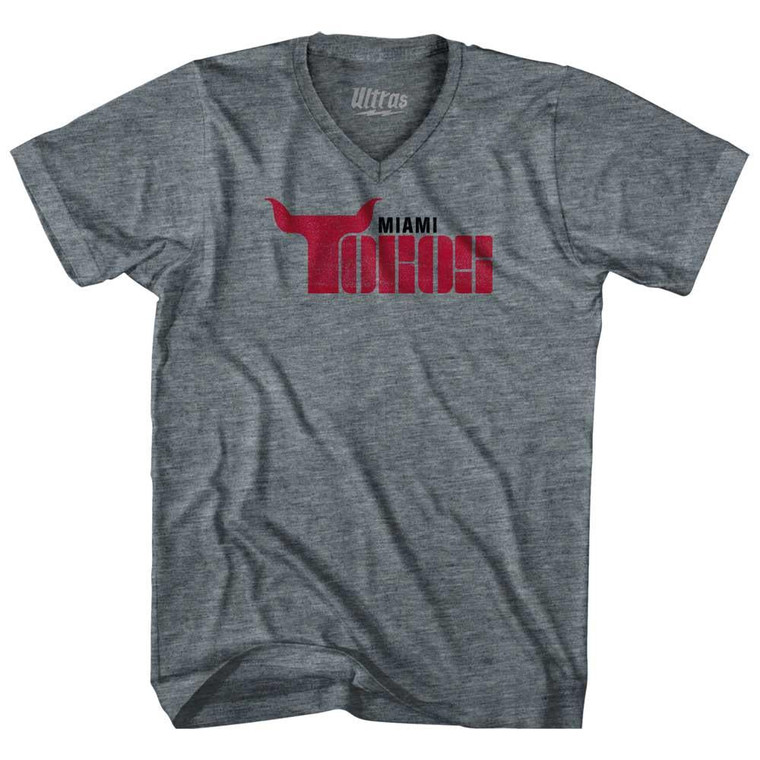 Miami Toros Adult Tri-Blend V-Neck Womens Junior Cut Soccer T-shirt - Athletic Grey