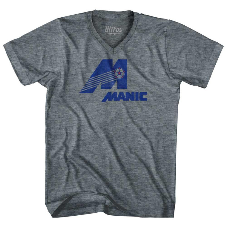 Montreal Manic Adult Tri-Blend V-Neck Womens Junior Cut Soccer T-shirt - Athletic Grey