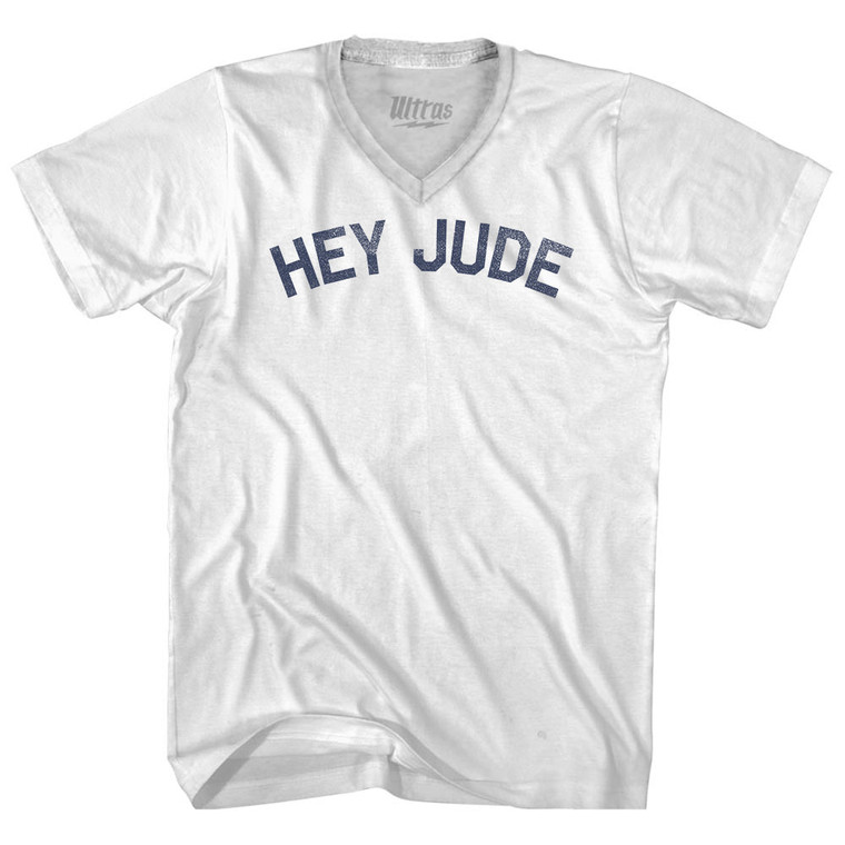 Hey Jude Adult Tri-Blend V-neck T-shirt - White