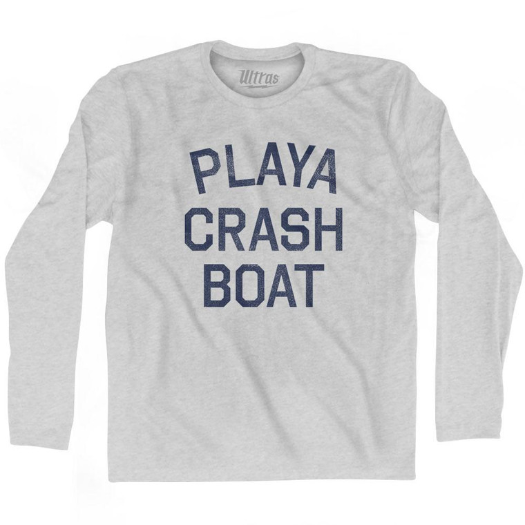 Playa Crash Boat Adult Cotton Long Sleeve T-Shirt - Grey Heather