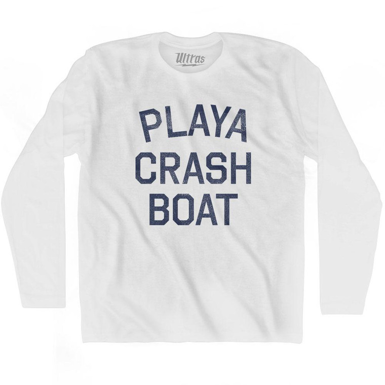 Playa Crash Boat Adult Cotton Long Sleeve T-Shirt - White