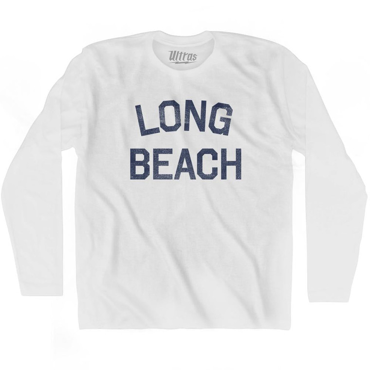 Long Beach Adult Cotton Long Sleeve T-Shirt - White