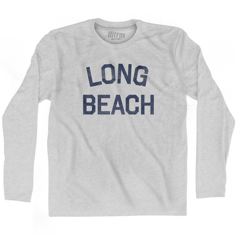 Long Beach Adult Cotton Long Sleeve T-Shirt - Grey Heather