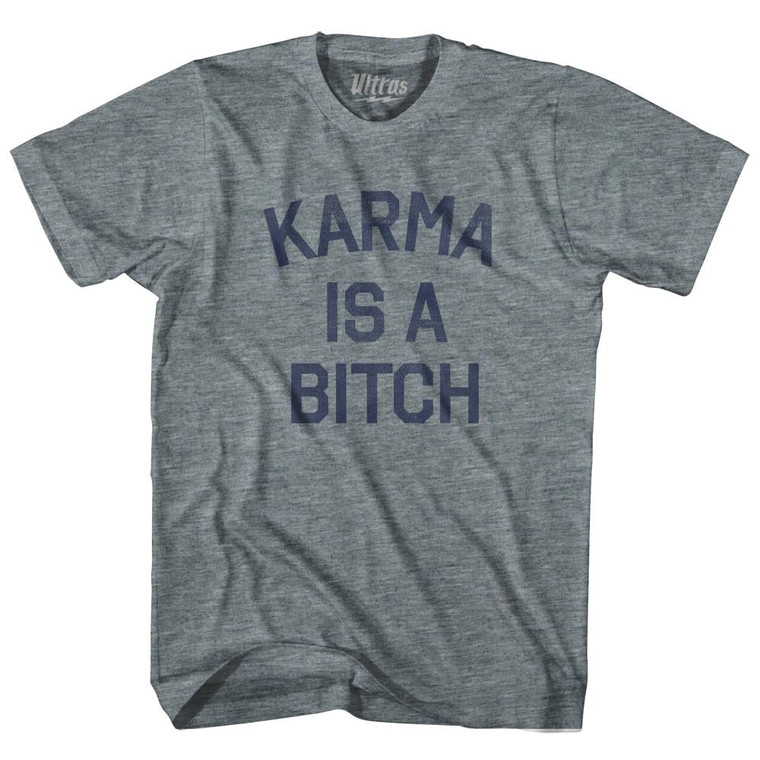 Karma Is A Bitch Youth Tri-Blend T-Shirt - Athletic Grey