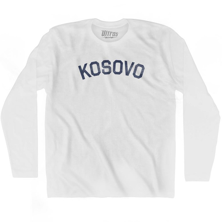 Kosovo Adult Cotton Long Sleeve T-Shirt - White