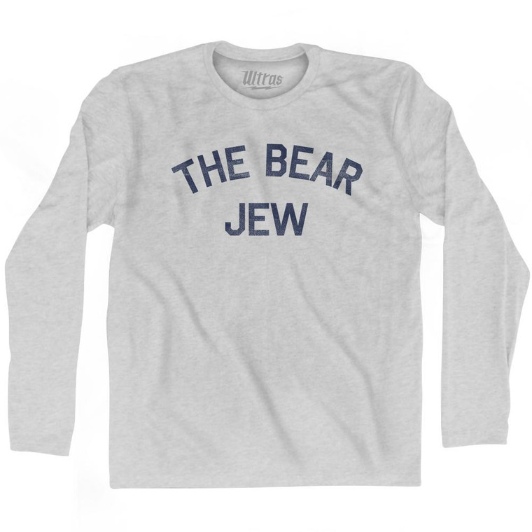 The Bear Jew Adult Cotton Long Sleeve T-Shirt - Grey Heather