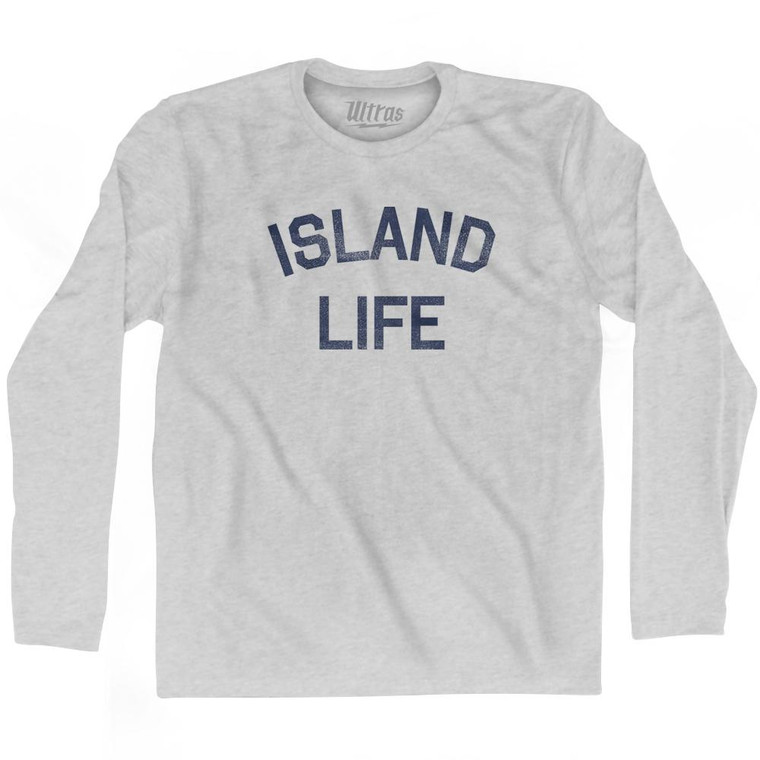 Island Life Adult Cotton Long Sleeve T-Shirt - Grey Heather