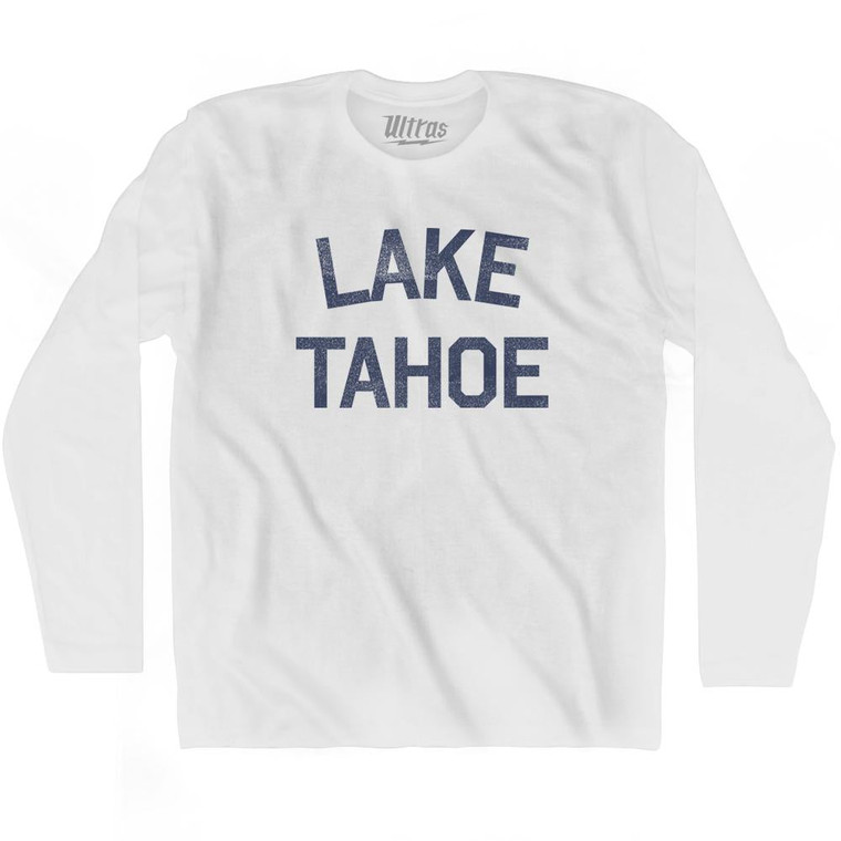 Lake Tahoe Adult Cotton Long Sleeve T-Shirt - White