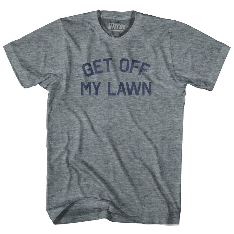 Get Off My Lawn Womens Tri-Blend Junior Cut T-Shirt - Athletic Grey