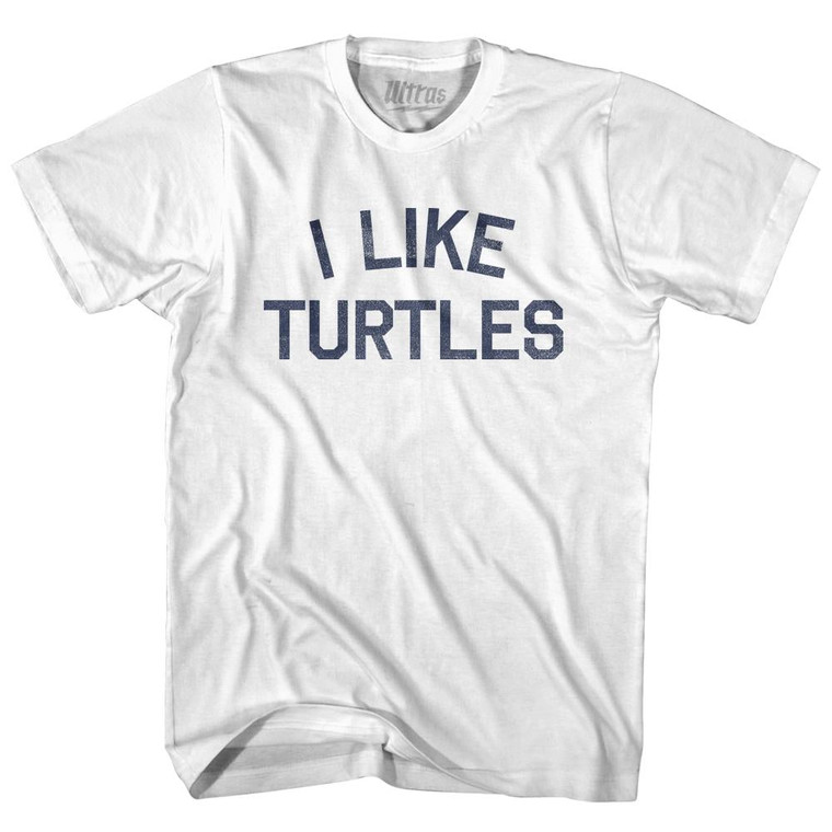 I Like Turtles Adult Cotton T-Shirt - White