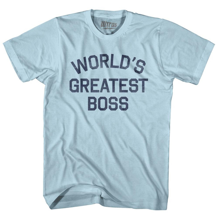 World's Greatest Boss Adult Cotton T-Shirt - Light Blue